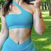 soutien-gorge fitness une épaule slim fit pour yoga et sport femme, confortable et respirant