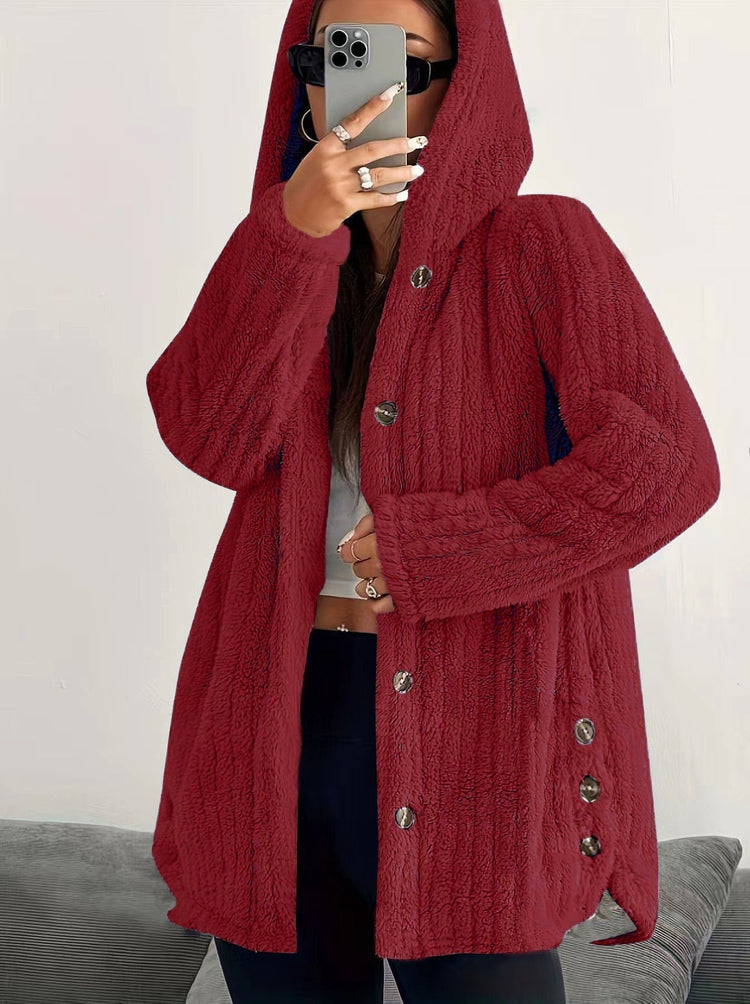 Hooded Loose Plush Coat