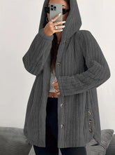  Hooded Loose Plush Coat