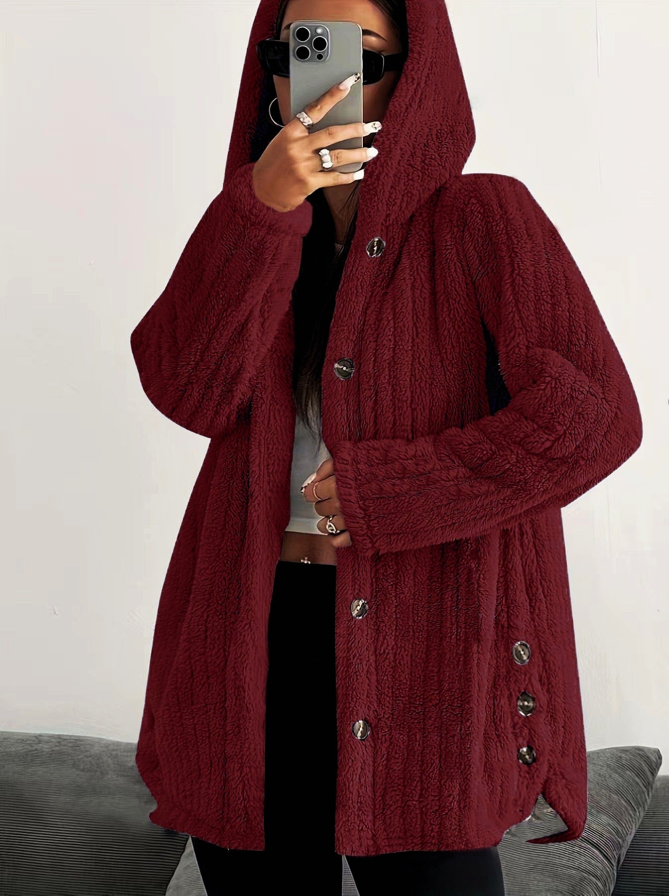 Hooded Loose Plush Coat