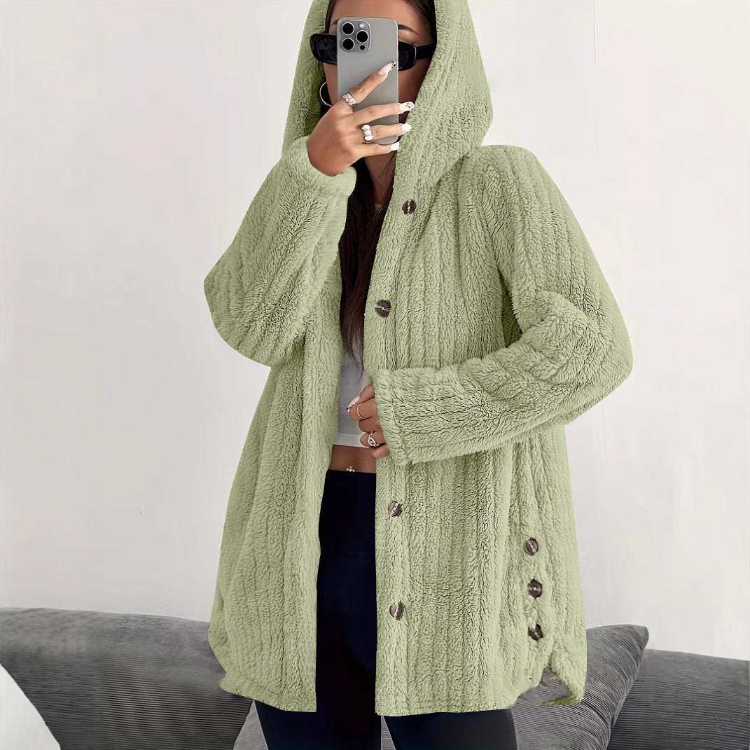 Hooded Loose Plush Coat