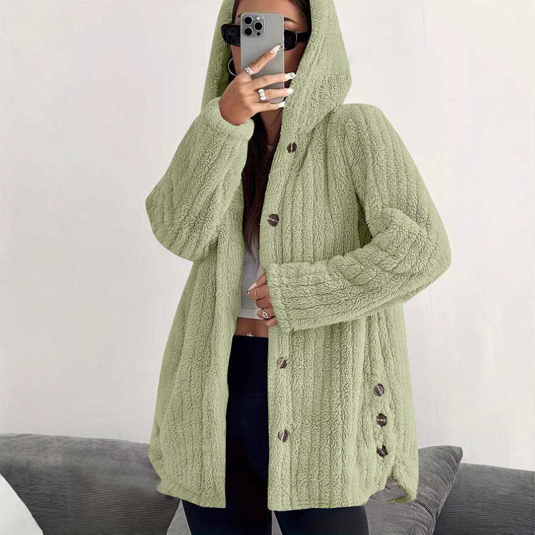 Hooded Loose Plush Coat