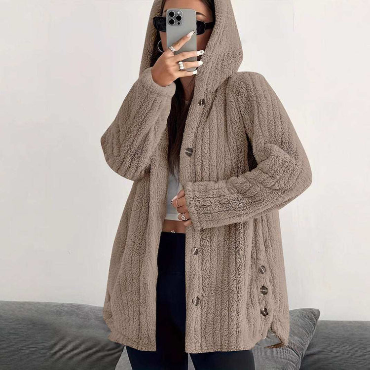 Hooded Loose Plush Coat