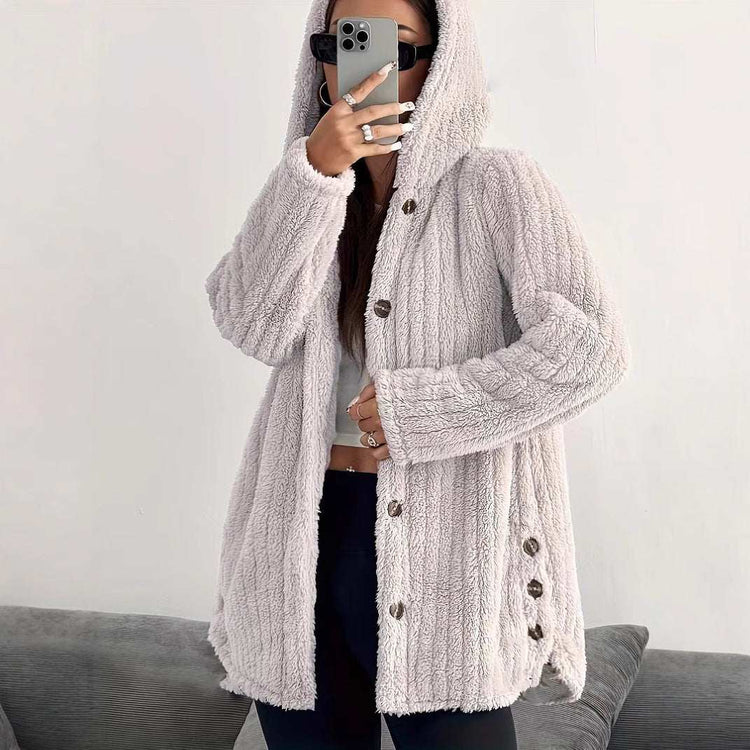 Hooded Loose Plush Coat