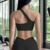 soutien-gorge fitness femme à épaule unique design off-shoulder slim fit confort respirant pour yoga et sport