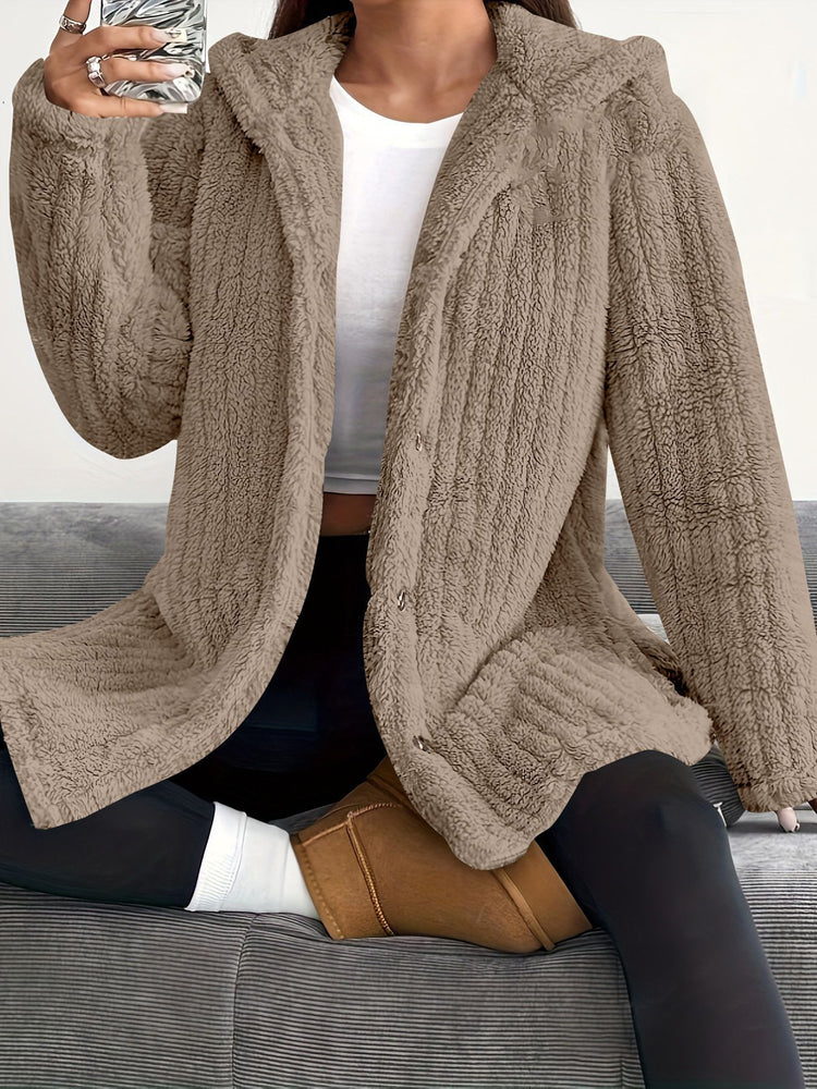 Hooded Loose Plush Coat
